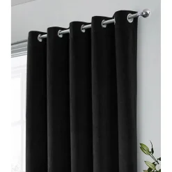 Hampton 100% Blackout Eyelet Curtains Black