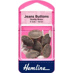 Hemline Bronze Jeans Buttons 16mm