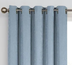 Herringbone Eyelet Readymade Curtains Light Blue
