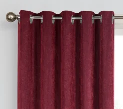 Herringbone Eyelet Readymade Curtains Wine