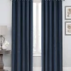 Herringbone Eyelet Readymade Curtains Navy