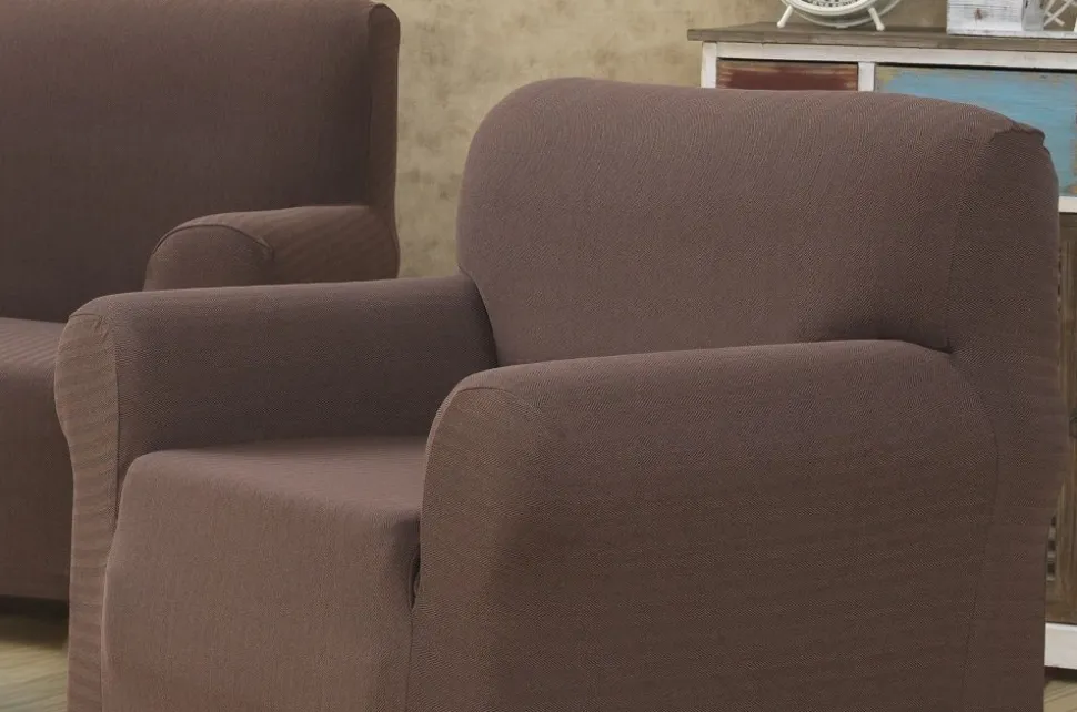 Herringbone Stretch Sofa Covers - Chocolate