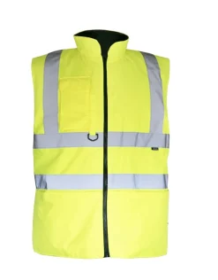 Hi-Visibility Hi-Viz Yellow Reversible Bodywarmer Jacket