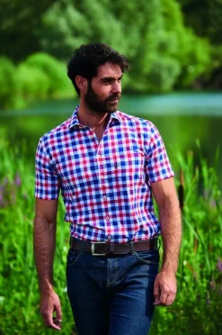 Holkham Check Short Sleeve Shirt Red by Champion