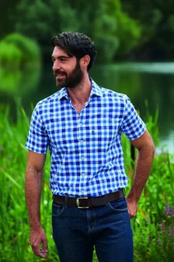 Holkham Check Short Sleeve Shirt Blue by Champion