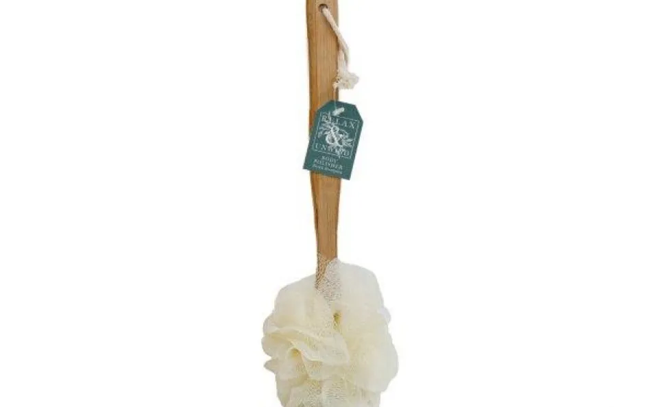 Home Spa Body Puff With Bamboo Handle