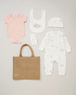 Homegrown Baby 100% Organic Cotton 5 Piece Printed Gift Set-Pink
