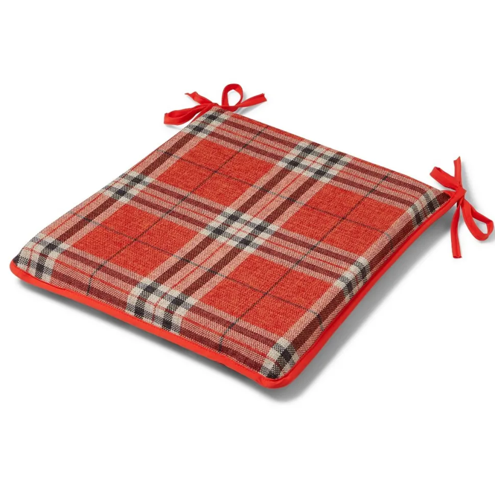 Hugo Check Seat Pad Terracotta