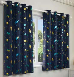 Infinity Metallic Space Kids Eyelet Readymade Curtains