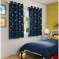 Infinity Metallic Space Kids Eyelet Readymade Curtains