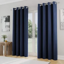 Iris 90% Blackout Eyelet Curtains Navy