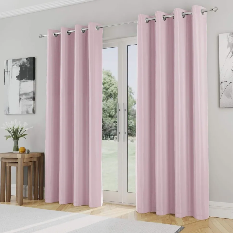 Iris 90% Blackout Eyelet Curtains Pink
