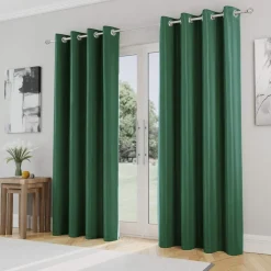 Iris 90% Blackout Eyelet Curtains Green