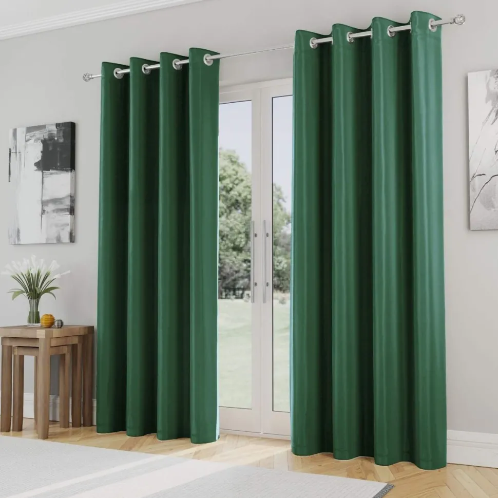 Iris 90% Blackout Eyelet Curtains Green