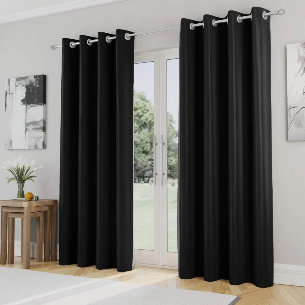 Iris 90% Blackout Eyelet Curtains Black