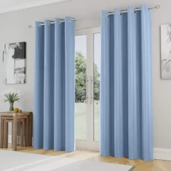 Iris 90% Blackout Eyelet Curtains Mid Blue