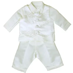 Ivory Floral 4 Piece Christening Suit