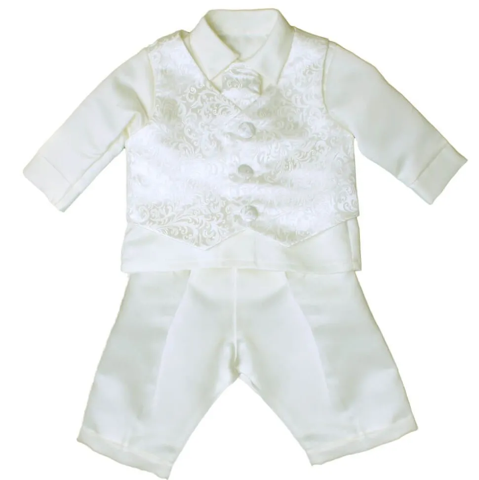 Ivory Floral 4 Piece Christening Suit