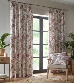Jacobean Multi Fully Lined Readymade Tape Top Curtains