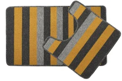 Jersey Stripe Non-Slip 2pc Bath Mat Set Ochre