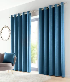 Kerry Thermal Triple Weave Eyelet Curtains Eyelet Teal