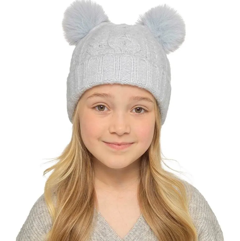 Kids Cable Knit Pom Pom Hat