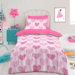 Kids Soft Touch Duvet Cover Set Single Lover Hearts
