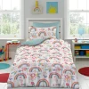 Kids Soft Touch Duvet Cover Set Single Rainbow
