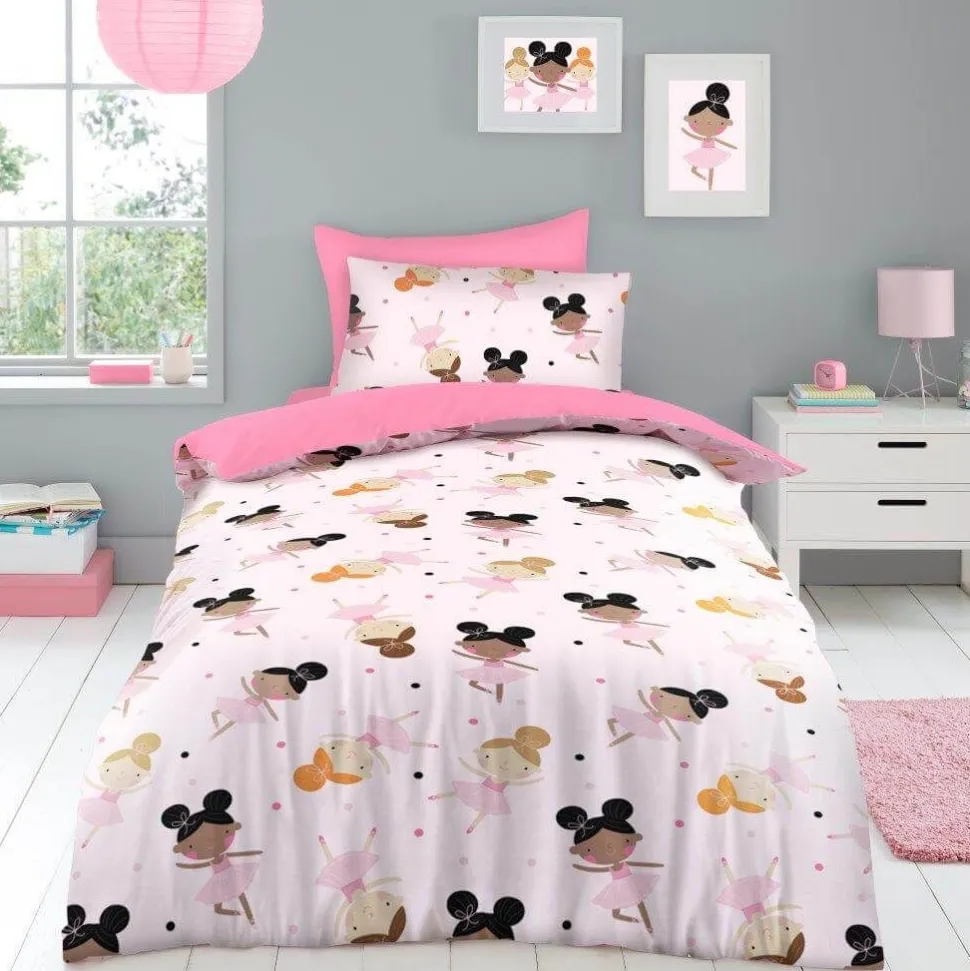 Kids Soft Touch Duvet Cover Set Single Ballerinas