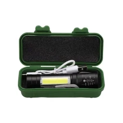 Kingavon Compact Rechargeable Aluminium XPE COB Torch with Zoom - Black