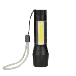 Kingavon Compact Rechargeable Aluminium XPE COB Torch with Zoom - Black