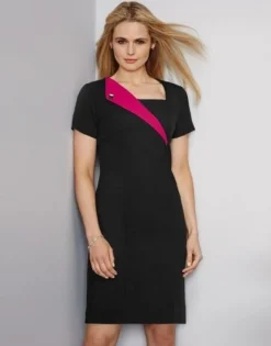 Ladies Lapel Dress - Pink