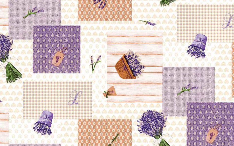 Lavender Oil Cloth Tablecloth DT62 - Price by the Metre