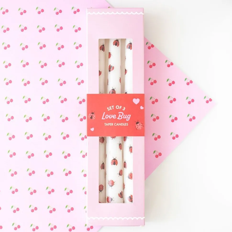 Love Bug Ladybird Taper Candles - Set of 3