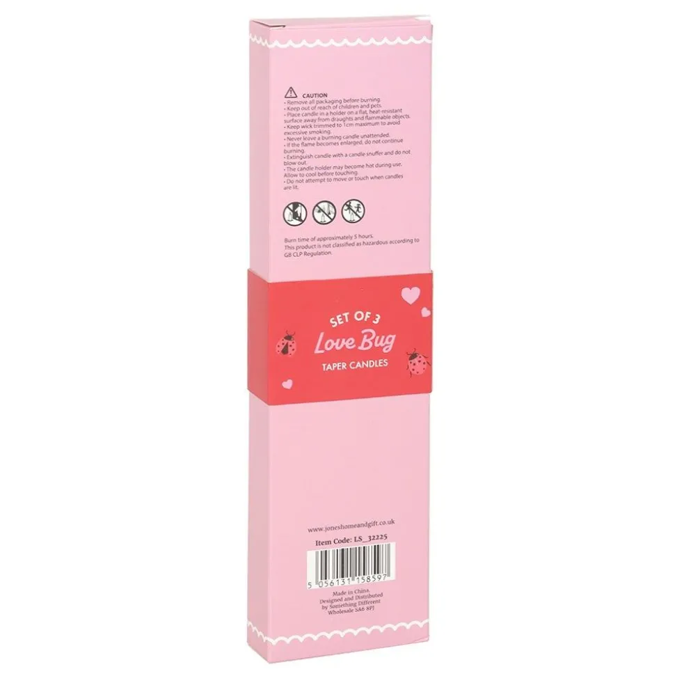 Love Bug Ladybird Taper Candles - Set of 3