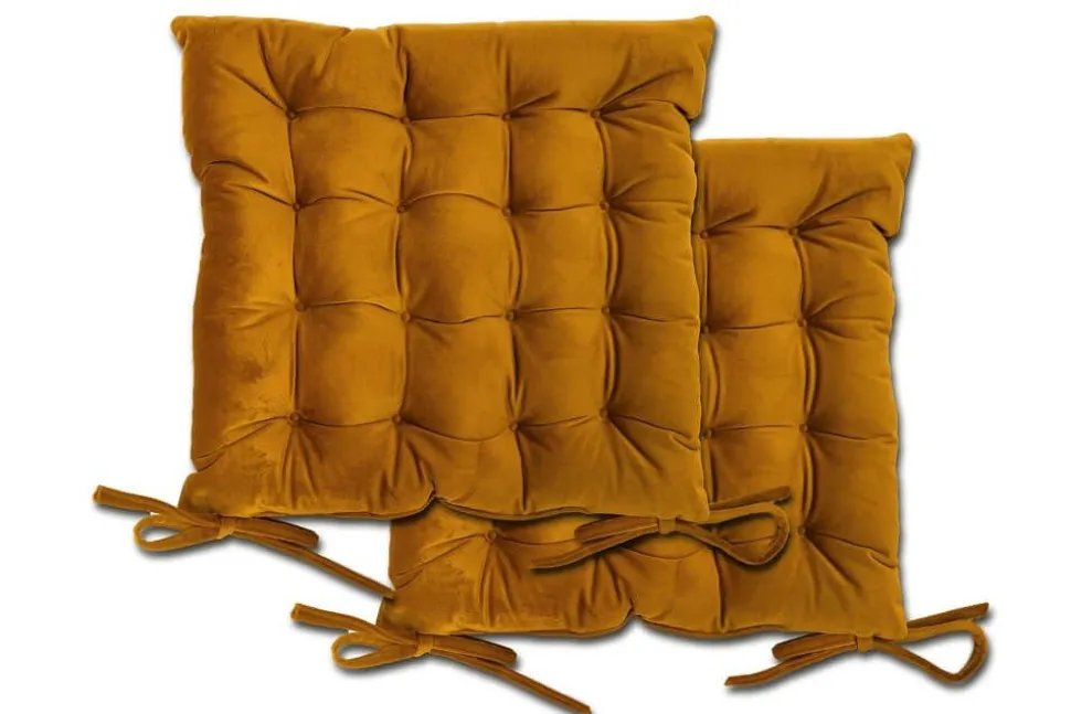 Luxurious Velvet Holland Ochre Seat Pad