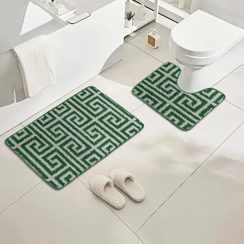 Luxury Bath Mat Set Emerald Green
