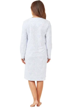 Marlon Floral Print Blue Long Sleeve 100% Cotton Nightdress