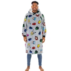 Marvel Comics Face Oversized Hugzee Wearable Fleece Hoodie – Large