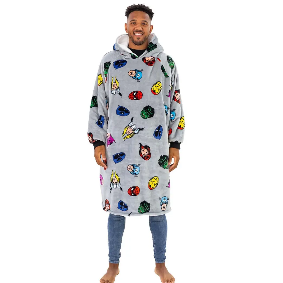 Marvel Comics Face Oversized Hugzee Wearable Fleece Hoodie – Large
