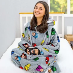 Marvel Comics Face Oversized Hugzee Wearable Fleece Hoodie – Large