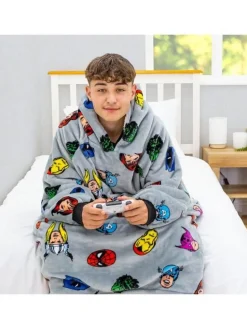 Marvel Comics Face Oversized Hugzee Wearable Fleece Hoodie – Large