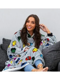 Marvel Comics Face Oversized Hugzee Wearable Fleece Hoodie – Large