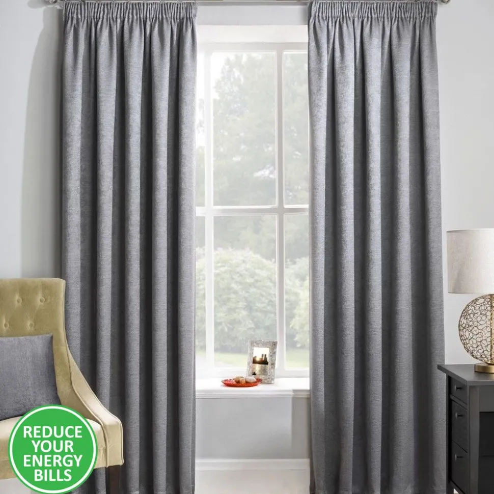 Matrix Grey Thermal Tape Top Curtains by Enhanced Living