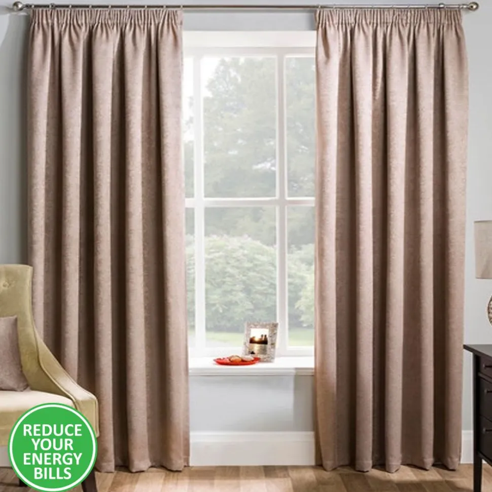 Matrix Latte Thermal Tape Top Curtains by Enhanced Living