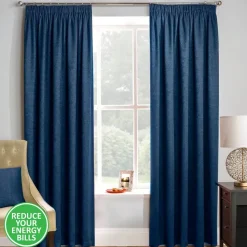 Matrix Navy Thermal Blockout Tape Top Curtains