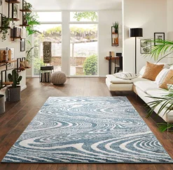 Mavira Swirl Blue Rug 160x220 cm