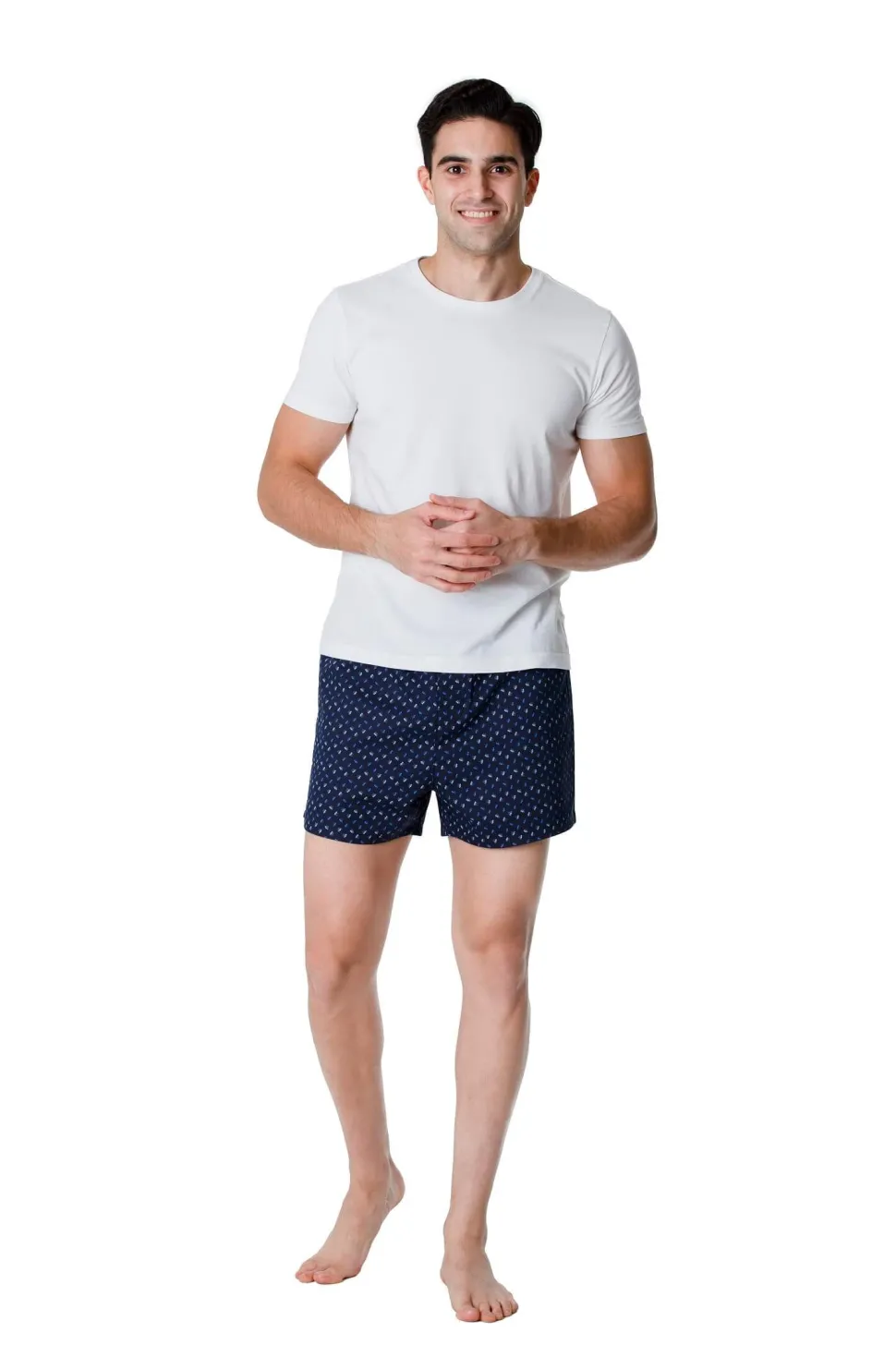 Men's 100% Cotton De Lucca 3 Pack Boxers Blue Mix