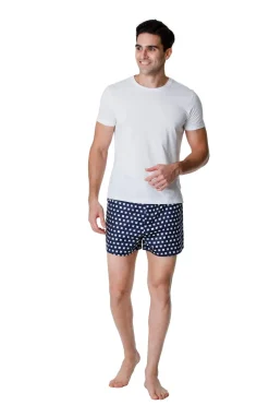 Men's 100% Cotton De Lucca 3 Pack Boxers Blue Mix