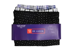 Men's 100% Cotton De Lucca 3 Pack Boxers Black & Blue Mix